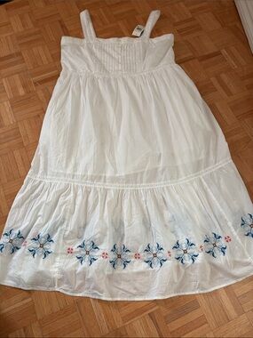 Levis White Embroidered Sundress with Blue Accents